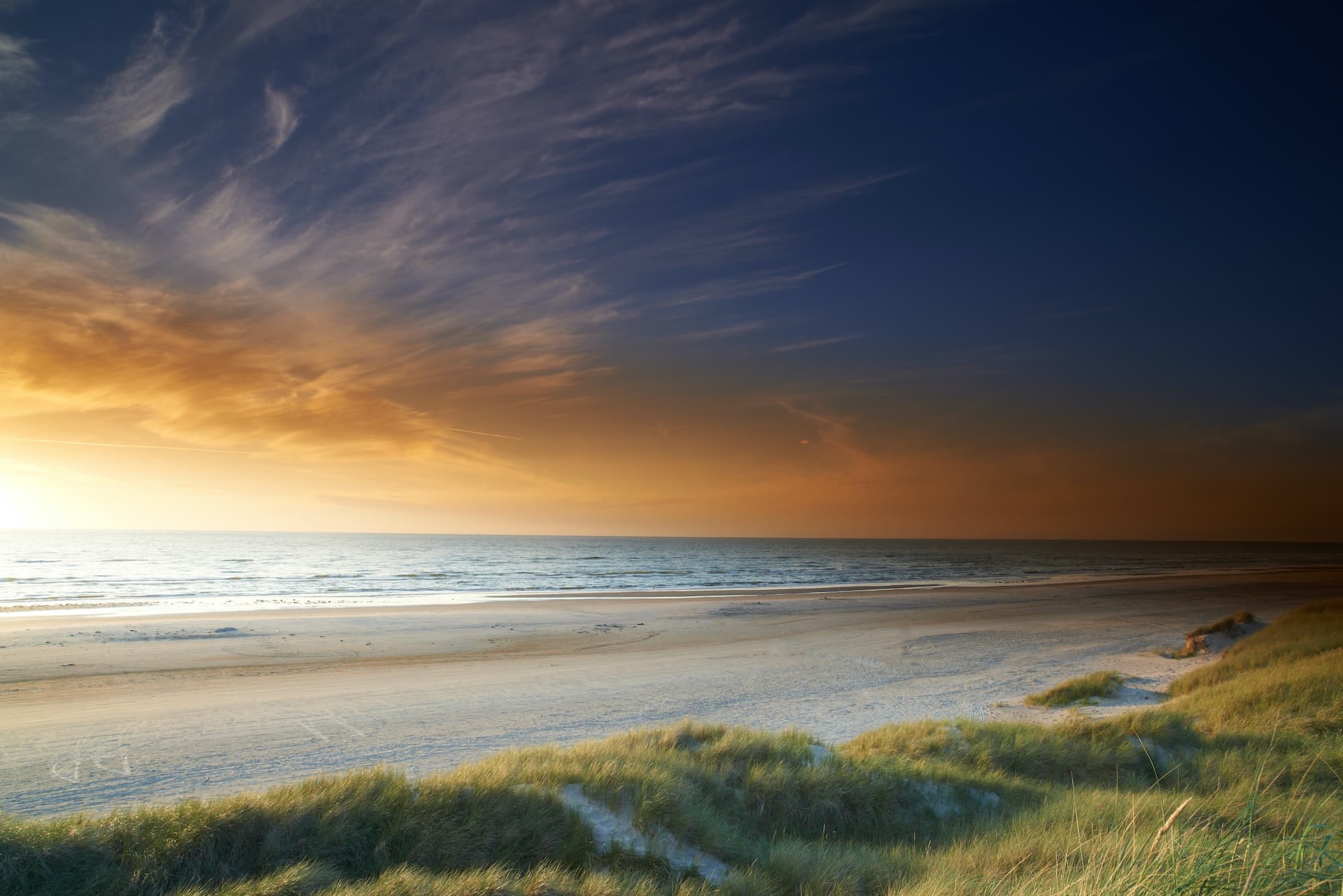 A photo of sunset at the coastline of Jutland, Denmark