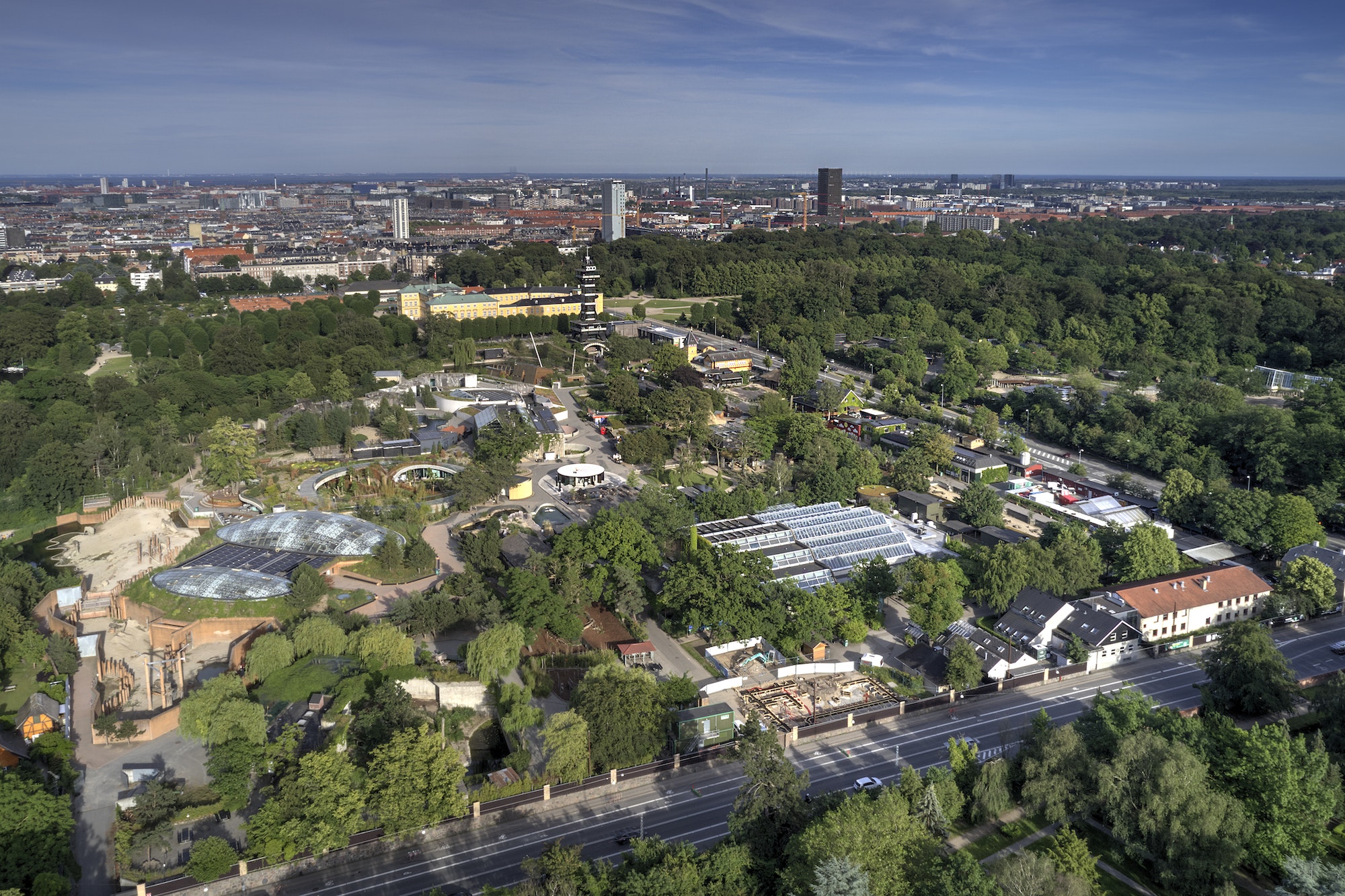 Aerial view of Copenhagen Zoo located in Frederiksberg, Denmark