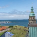Aerial view of Kronborg Castle and Oresund Strait - Helsingor, Denmark