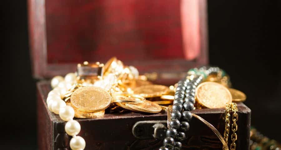Jewels and gold coins